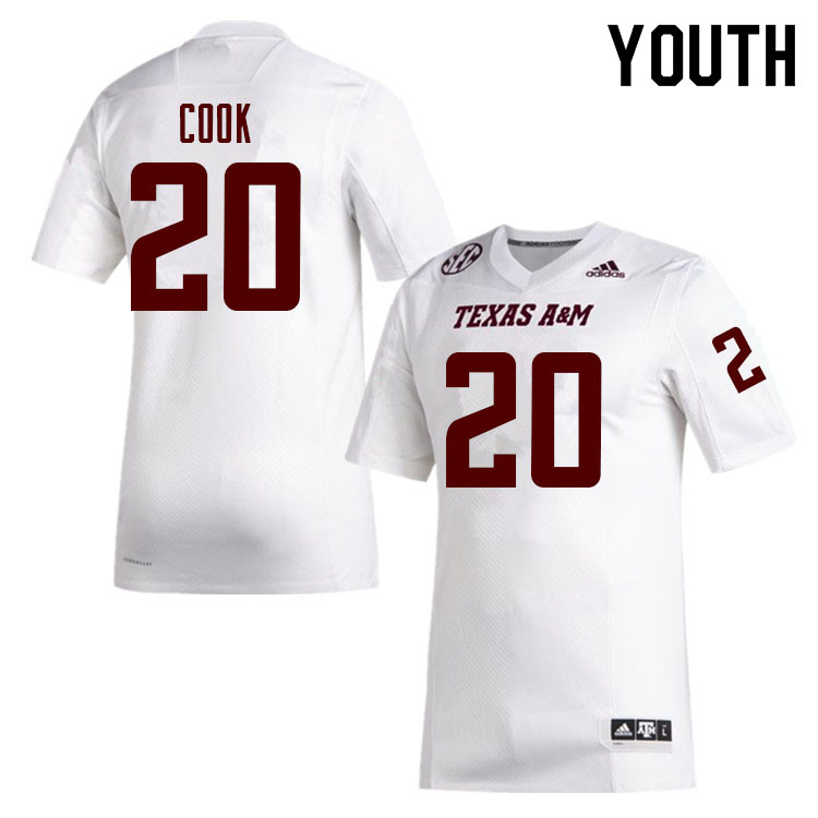 Youth #20 Connor Cook Texas A&M Aggies College Football Jerseys Sale-White - Click Image to Close